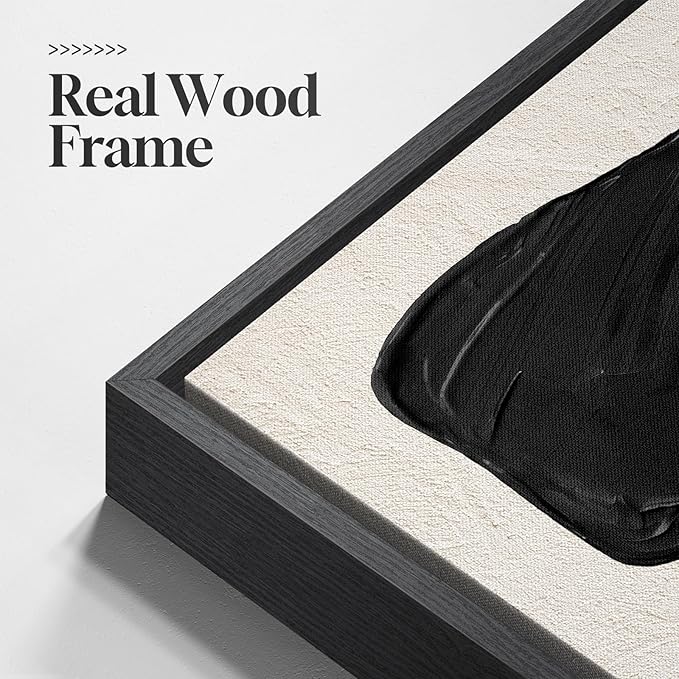 Framed Black and White Abstract Wall Art, 3 Piece Black Boho Floral Botanical - Image 5