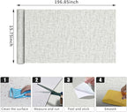 Grey Grasscloth Peel and Stick Wallpaper, Vintage Textured Contact Paper 15.75" - Image 3