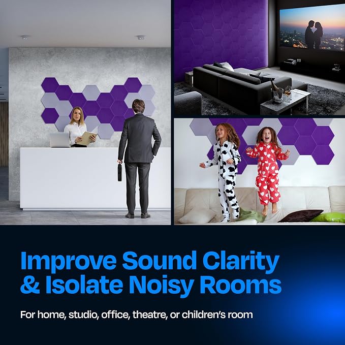 Acoustic Panels 12-Pack Soundproof Wall Panels 12"X10.4"X0.4" Sound Panels High - Image 4