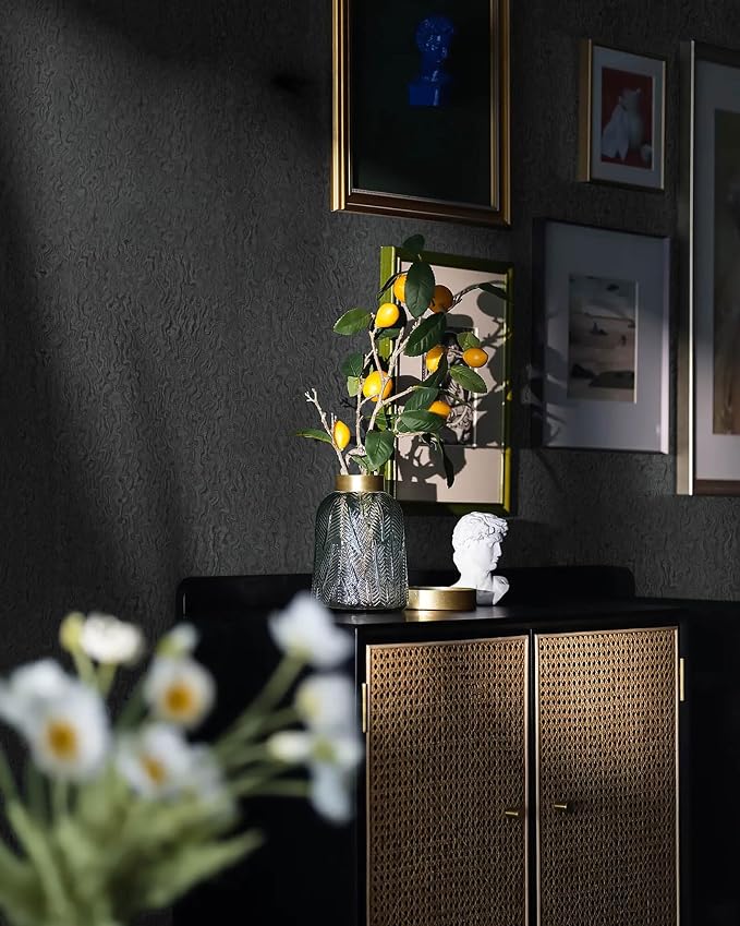 Heroad Grey Peel and Stick Wallpaper Modern Contact Paper Dark Grey and Black - Image 3