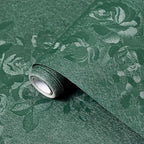 Dark Green Wallpaper Embossed Floral Peel and Stick Wallpaper 393inL78.7inW by VisitTheLativo