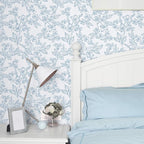Ismoon Peel and Stick Wallpaper Blue and White Contact Paper Modern Flroal Wall - Image 4
