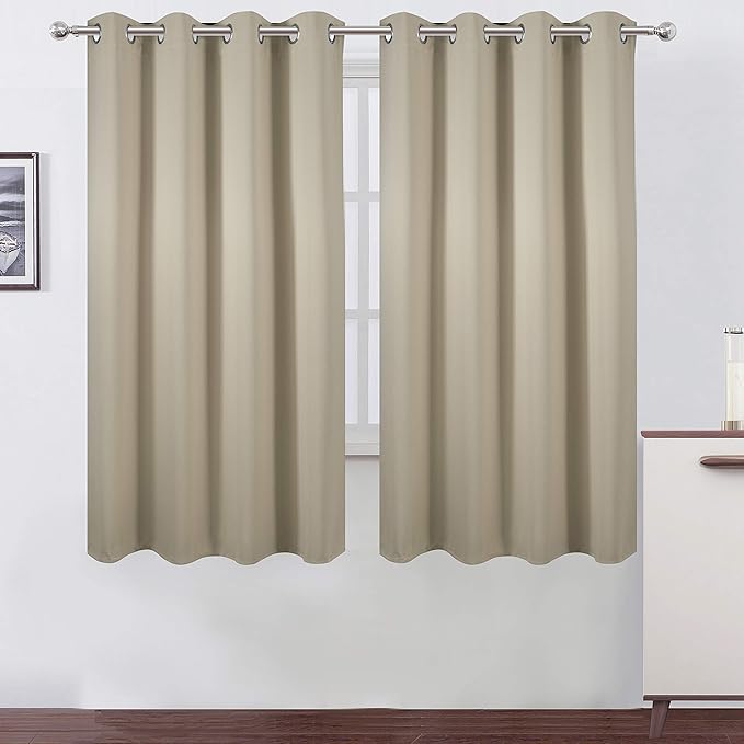 LEMOMO Beige Thermal Blackout Curtains/52 x 63 Inch/Set of 2 Panels Room by Lemomo