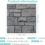 Commomy 3D Faux Stone Peel and Stick Wall Tiles - Image 6