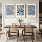 Large Framed Blue William Morris Wall Art Set of 3, Vintage Botanical Floral - Image 3