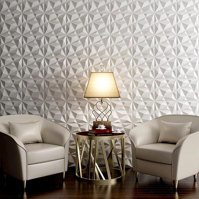 MIX3D 33 Pack 3D Wall Panels, Modern Diamond Textured Design - Image 2