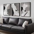 Large Framed Black and White Gray Abstract Wall Art, Minimalist Pictures by Cuspin