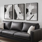 Large Framed Black and White Gray Abstract Wall Art, Minimalist Pictures by Cuspin