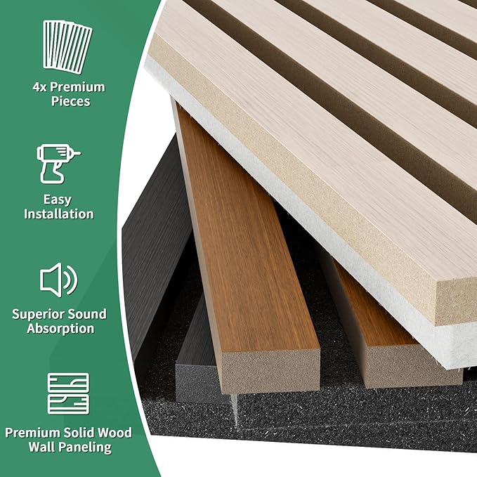 Wood Slat Acoustic Panels, 2 Pack 47.2" x 23.6"/ 120 x60cm Wood Wall Panels - Image 8