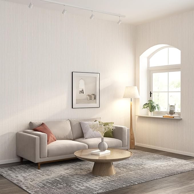 Grasscloth Peel and Stick Wallpaper 20.8"x394" Multi-Cream Thick Fabric - Image 7