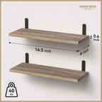 RICHER HOUSE Rustic Wood Shelves Set of 2, Farmhouse Style Floating Shelf - Image 3