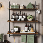 Bestier 3 Tier Industrial Pipe Shelving, Floating Book Shelves - Image 6