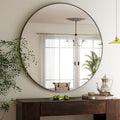HARRITPURE 48 Inch Round Mirror, Modern Aluminum Alloy Frame Large Vanity Wall by HARRITPUREHome