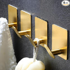 DELITON Gold Towel Hooks- 4 Pack Adhesive Hook by DELITON