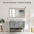 48 x 30 Beveled Bathroom Mirror, Shatterproof Rectangle Mirror, Metal Framed - Image 2