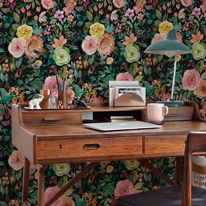 JiffDiff Blooming Floral Wallpaper Peel and Stick Pink Impressionist Floral - Image 8