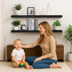 60 inch Black Floating Shelves for Wall 8 -inch deep Set of 2, Heavy Duty Solid - Image 6