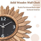 Honiway 16 Inch Wall Clocks, Rustic Wood Boho Sunburst Decorative Wall Clock - Image 7