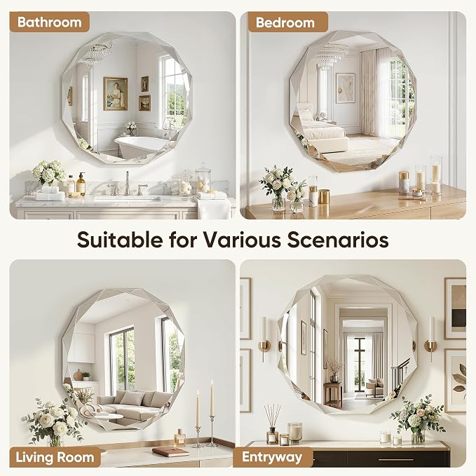 Suidia Bathroom Mirror, Frameless Bathroom Mirror - Image 7