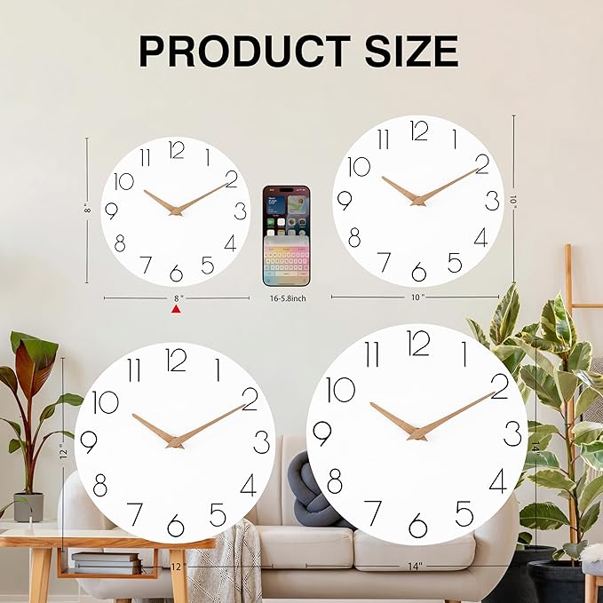 cicininc Wall Clock, Decorative Battery Operated Wall Clocks - Image 4