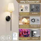 DORESshop Battery Operated Wall Sconce Set of 2, Wireless Wall Light Easy to - Image 2