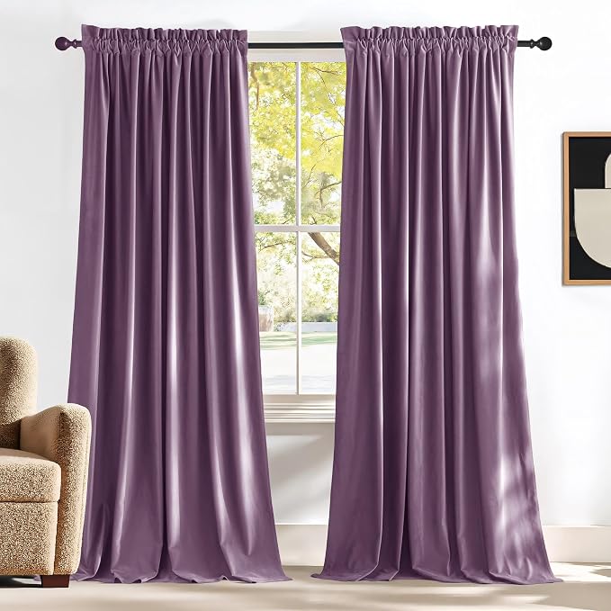 NICETOWN Lavender Purple Velvet Curtains 84 inches Long by NICETOWN