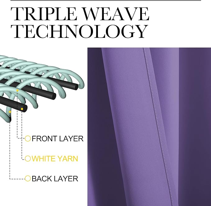 NICETOWN Blackout Curtains for Living Curtains, Lilac Purple, 52 by 63 Inch - Image 3