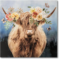 Hand-Painted Highland Cow Canvas Wall Art, Lovely Cow by JolyWell