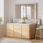 48'' x 30'' Brushed Nickel Framed Beveled Bathroom Mirror, Shatterproof - Image 6