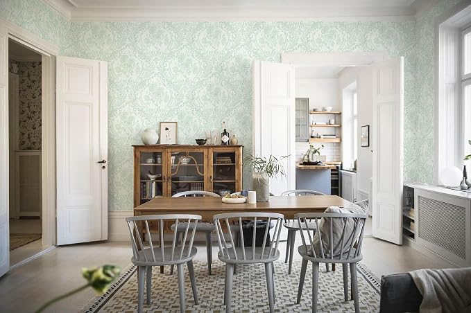 Ismoon Floral Wallpaper Peel and Stick Sage Green Contact Paper Boho Vintage - Image 9