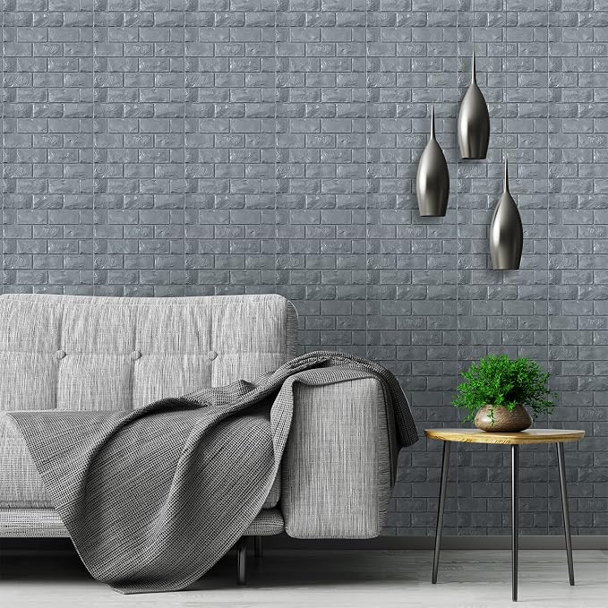 3D Wall Panels Peel and Stick 11PCS Gray Foam Brick Wallpaper - Image 3