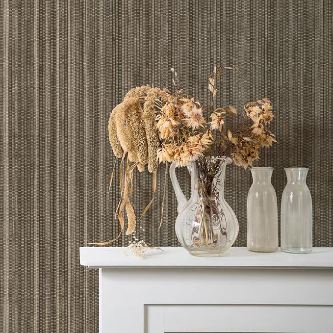 Tempaper Metallic Bronze Faux Grasscloth Removable Peel and Stick Wallpaper - Image 2