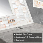 Tanmicoshomy 24 x 47 Inch White Rectangle Wall Mirror, Natual Shell Framed - Image 4