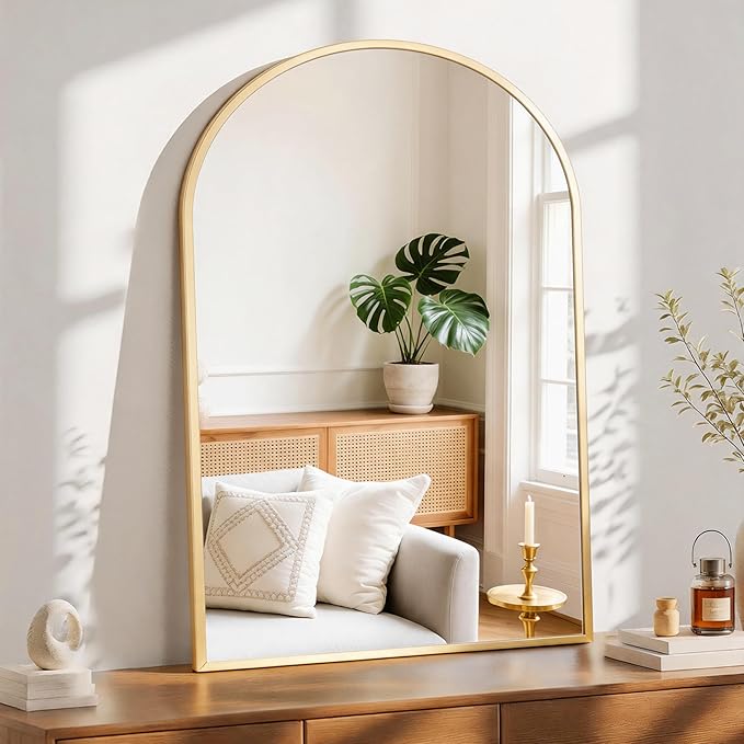 Sweetcrispy 38"x30" Arched Gold Bathroom Mirrors - Image 5