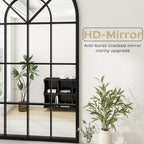 Dewfig Arch Wall Mirror Mounted Decorative, Arched Window Pane Mirror - Image 6