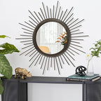 Large Sunburst Wall Mirror, Round Home Modern Metal Art Mirror - Image 2