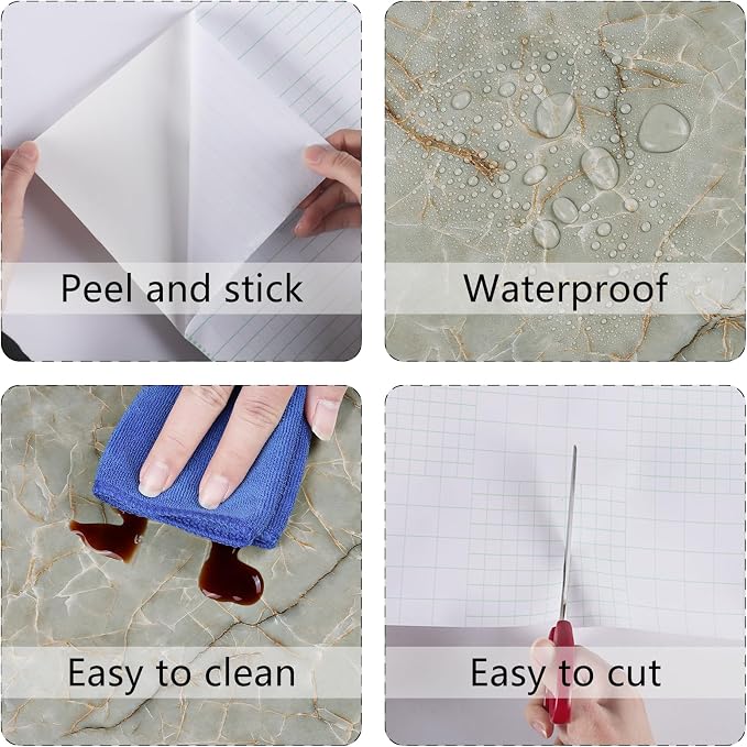 Cyan Glossy Marble Contact Paper Peel and Stick Countertops Self Adhesive - Image 9