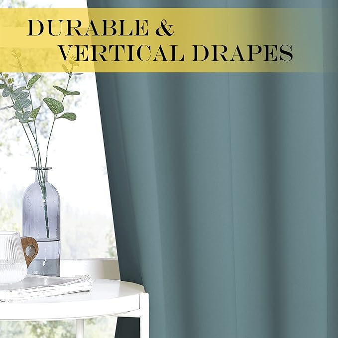 NICETOWN Greyish Blue Blackout Curtains W100 x L84 - Image 5