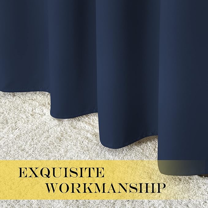 NICETOWN Navy Blue Blackout Room Divider Curtains 144 inch Length, Grommet - Image 7