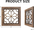 Set of 4 14 Inch Square Redbrown Window Pane Wall Mirrors, Shatterproof Rustic - Image 2