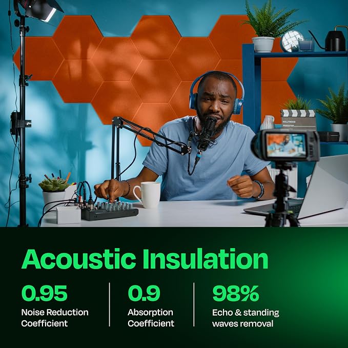 Acoustic Panels 12-Pack Soundproof Wall Panels 14"X12.1"X0.4" Sound Panels High - Image 3