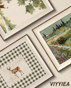 VIYYIEA Framed Wall Art for Living Room, Sika Deer Stamp Canvas Prints - Image 4
