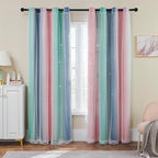 XiDi Curtains for Bedroom Decor, Rainbow Pinkgreen grey52/96 by Addsomecolortolife