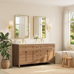 TETOTE Brushed Gold Bathroom Mirror, 24 x 36 Inch Metal Framed Mirror, Brushed - Image 2