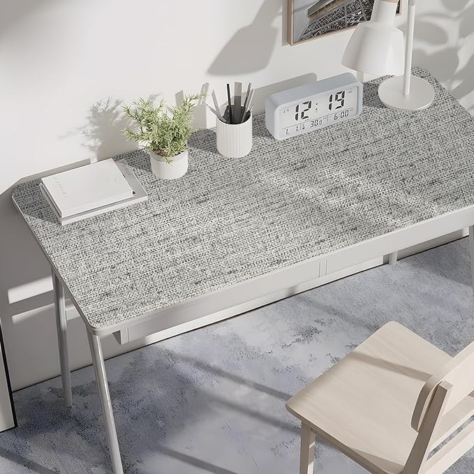 Grey Grasscloth Wallpaper Peel and Stick Contact Paper 15.75"x118.11" Textured - Image 6