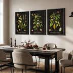 Large Vintage Framed Botanical Wall Art, 3 Piece Dark Green Plant Canvas Prints - Image 2