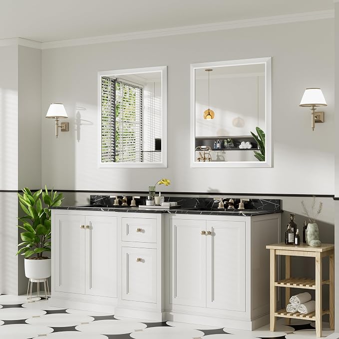 36x30 Inch White Bathroom Mirror - Image 3