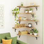 Fixwal Floating Shelves for Wall Set of 5, Rustic Wood Wall Mounted Corner - Image 5