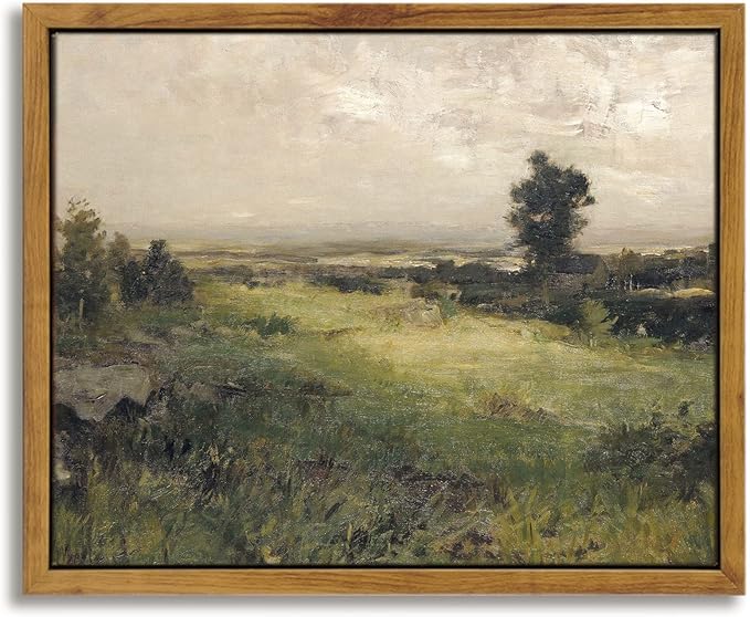InSimSea Framed Canvas Wall Art Vintage Decor, The Vast Grassland Wall Art Room by InSimSeaArt