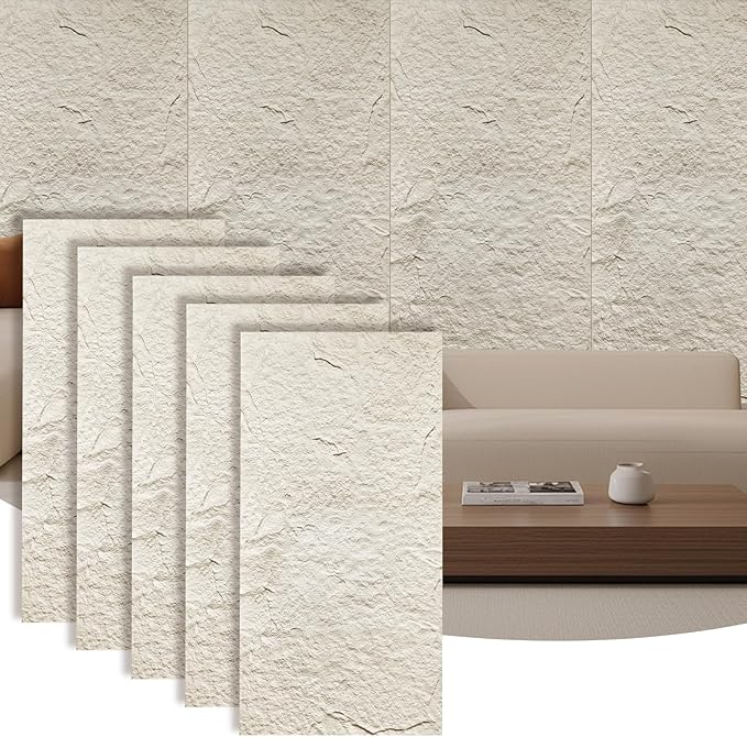 5-Pack 3D Faux Stone Wall Panels, PU Cement-Texture Wainscoting Panels by Unknown